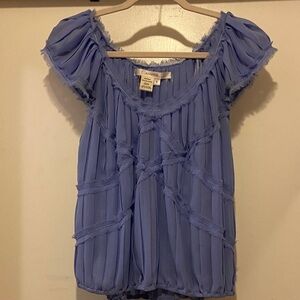 Studio M Pleated Blue Blouse